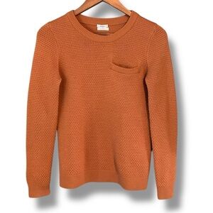 Wallace Burnt Orange Merino Wool Crewneck Pullover Waffle Knit Sweater Size S